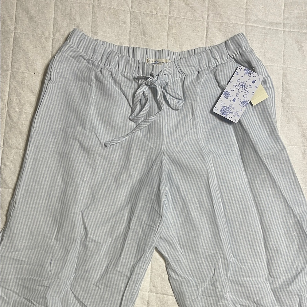 Cozy Striped Pajama Pants in Soft blue & white - Picture 2 of 5